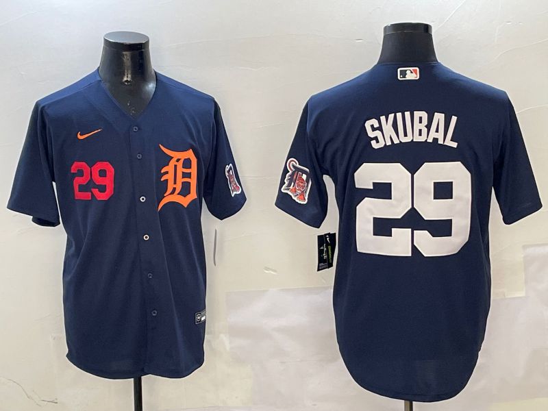 Men Detroit Tigers #29 Skubal Drak Blue Game 2025 Nike MLB Jersey style 3112->detroit tigers->MLB Jersey